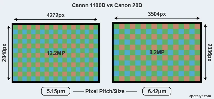 1100D versus 20D MP