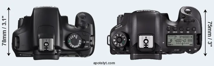 Compare 1100D versus 6D Mark II top