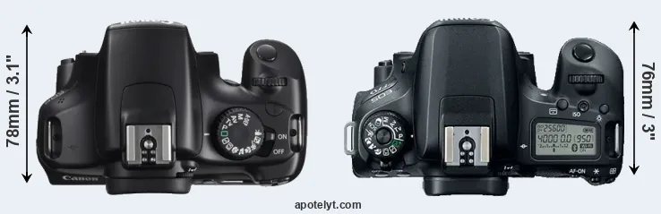 Compare 1100D versus 77D top