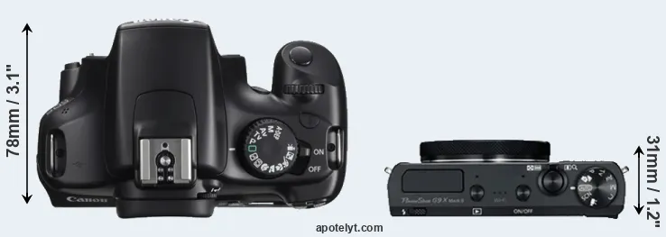 Compare 1100D versus G9X Mark II top