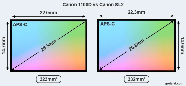 Canon 1100D and Canon SL2 sensor measures
