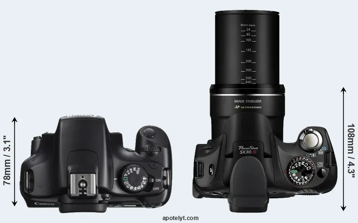 Compare 1100D versus SX30 top