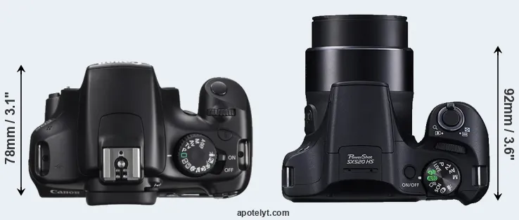 Compare 1100D versus SX520 top