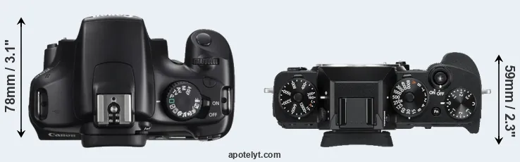 Compare 1100D versus X-T3 top