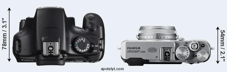 Compare 1100D versus X100 top