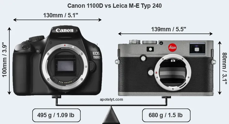 Size Canon 1100D vs Leica M-E Typ 240