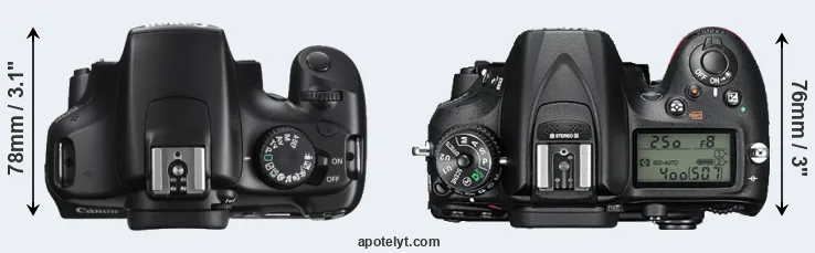 Compare 1100D versus D7200 top
