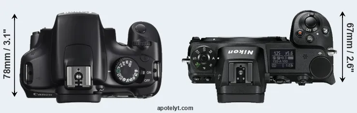 Compare 1100D versus Z6 top