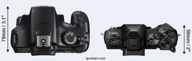 Compare 1100D versus E-M10 III top