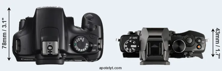 Compare 1100D versus E-M5 top