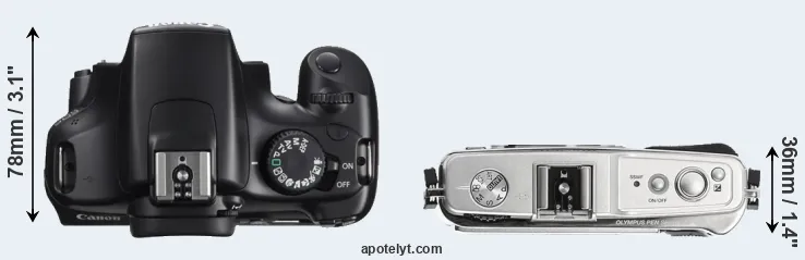Compare 1100D versus E-P1 top