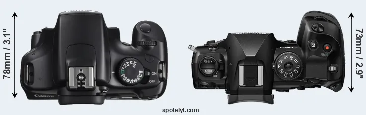 Compare 1100D versus OM-1 top