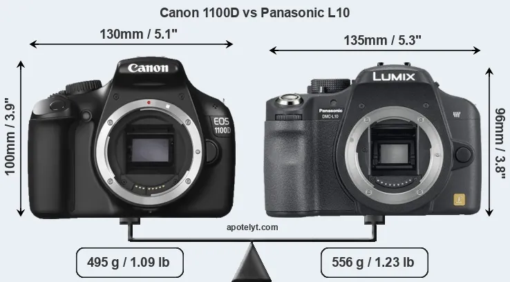 Size Canon 1100D vs Panasonic L10
