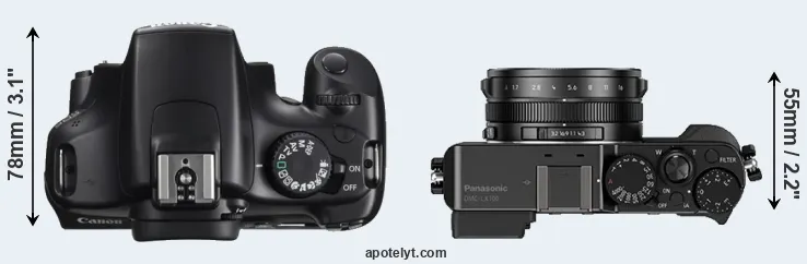 Compare 1100D versus LX100 top