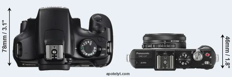 Compare 1100D versus LX7 top