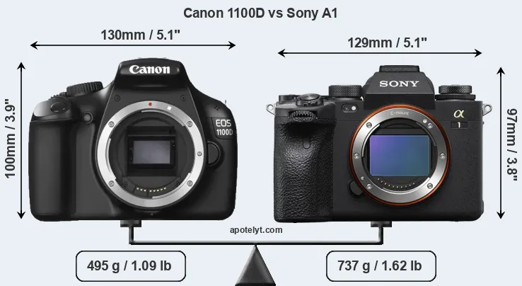Size Canon 1100D vs Sony A1