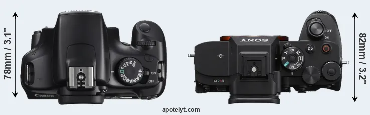 Compare 1100D versus A7R V top