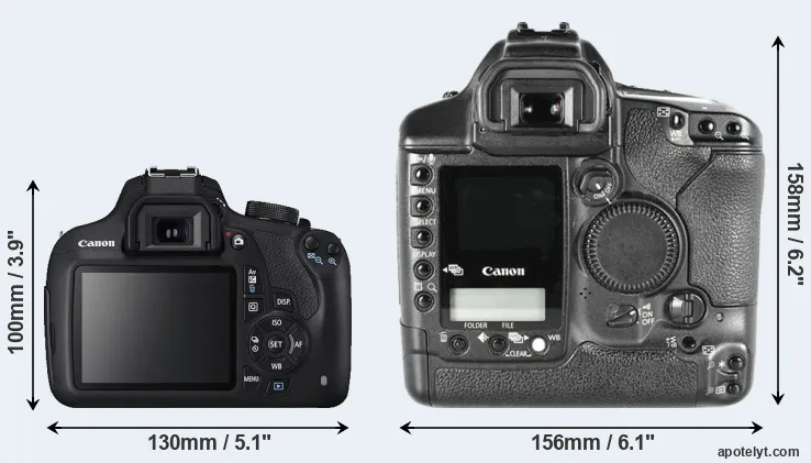 Comparison 1200D or 1D Mark II rear