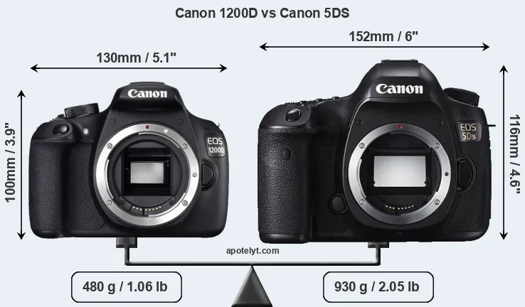 Size Canon 1200D vs Canon 5DS