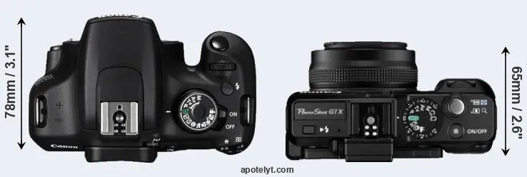 Compare 1200D versus G1X top