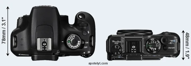 Compare 1200D versus G12 top