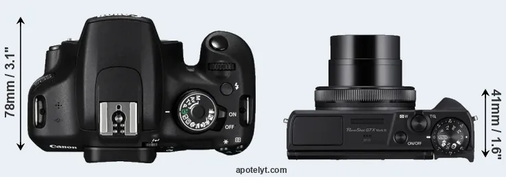 Compare 1200D versus G7X Mark III top