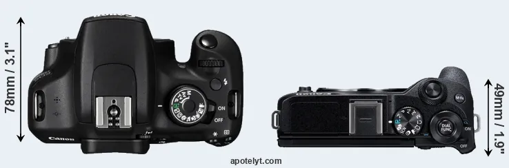Compare 1200D versus M6 Mark II top
