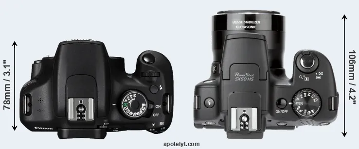 Compare 1200D versus SX50 top