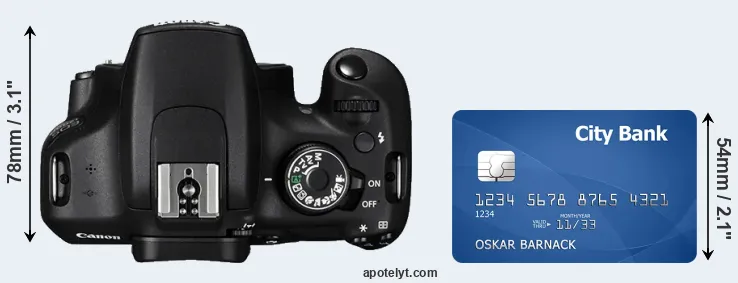 1200D versus credit card top view