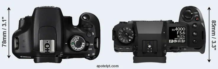 Compare 1200D versus X-H2 top