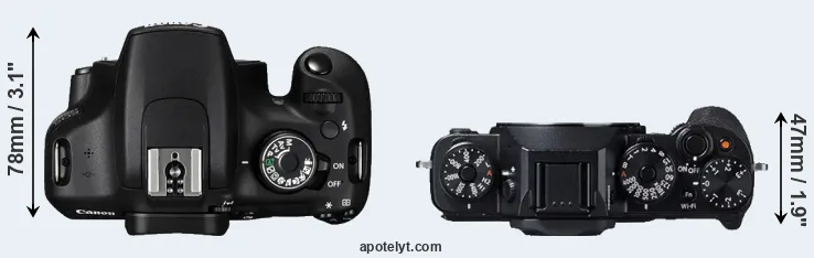 Compare 1200D versus X-T1 top