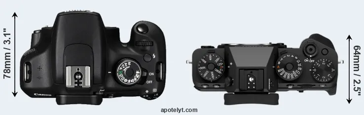 Compare 1200D versus X-T5 top