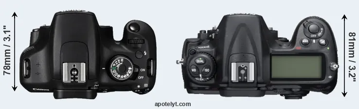 Compare 1200D versus D300S top
