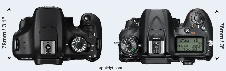 Compare 1200D versus D7200 top