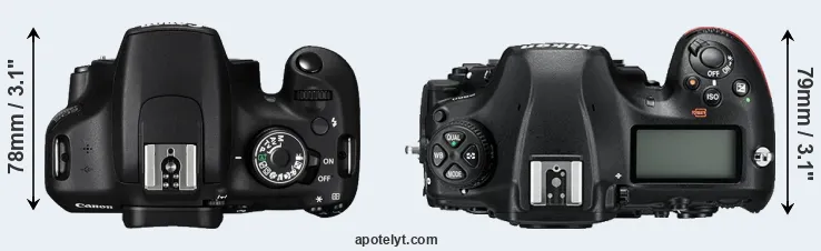 Compare 1200D versus D850 top