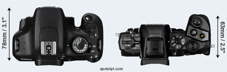Compare 1200D versus E-M1 top