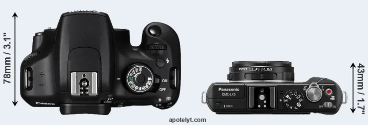 Compare 1200D versus LX5 top