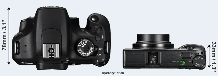Compare 1200D versus GR III top