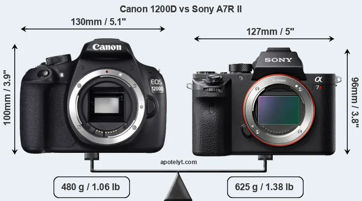 Size Canon 1200D vs Sony A7R II