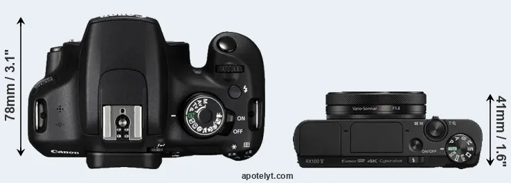 Compare 1200D versus RX100 V top
