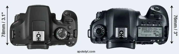 Compare 1300D versus 5D Mark IV top