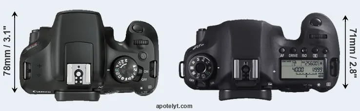 Compare 1300D versus 6D top