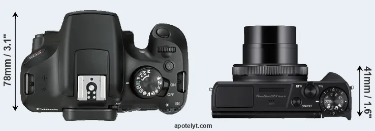 Compare 1300D versus G7X Mark III top