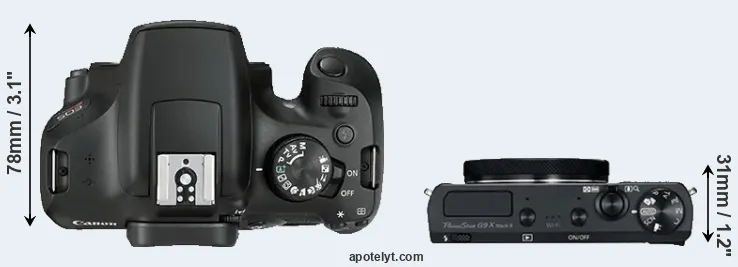 Compare 1300D versus G9X Mark II top