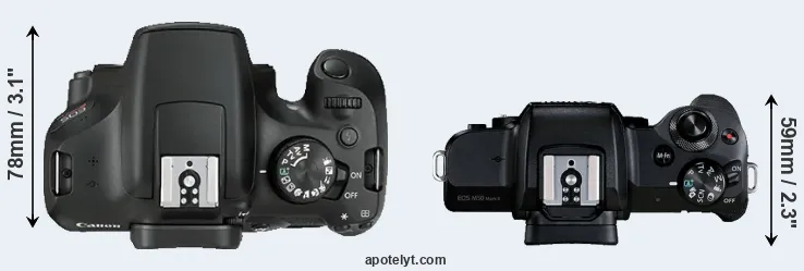 Compare 1300D versus M50 Mark II top