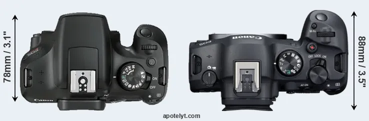 Compare 1300D versus R6 Mark II top