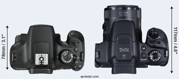 Compare 1300D versus SX70 top