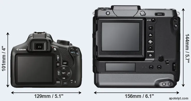 Comparison 1300D or GFX 100 rear