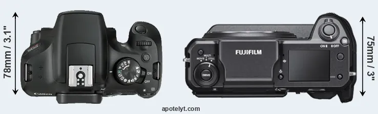 Compare 1300D versus GFX 100 top