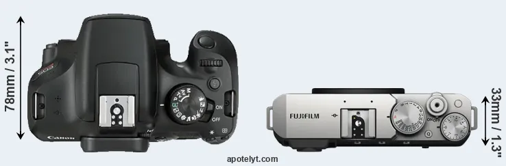 Compare 1300D versus X-E4 top